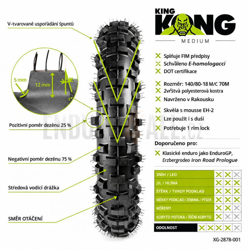 Zadní pneu X-GRIP KING KONG 140/80-18 - Tvrdost směsi: Sticky