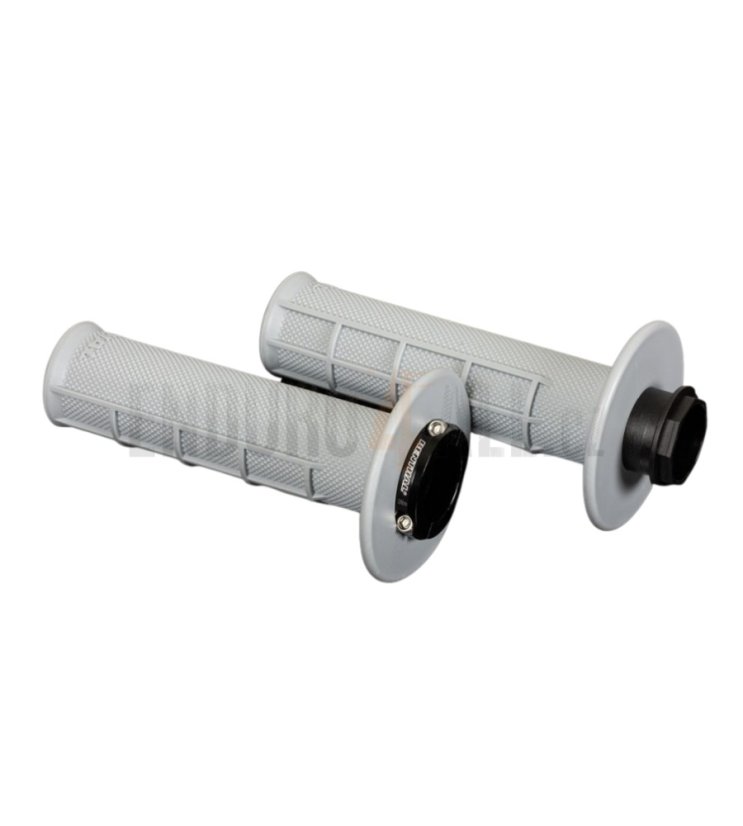 Gripy MX Lock-On Half Waffle Renthal - Barva: světle šedá, Tvrdost gripů: Soft