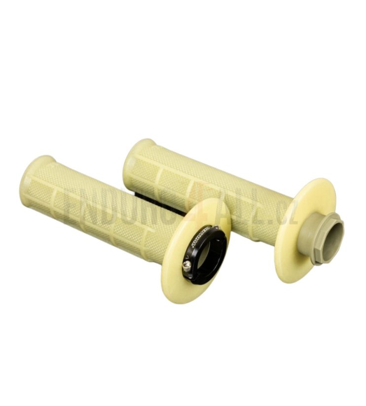 Gripy MX Lock-On Half Waffle Renthal - Barva: světle šedá, Tvrdost gripů: Soft