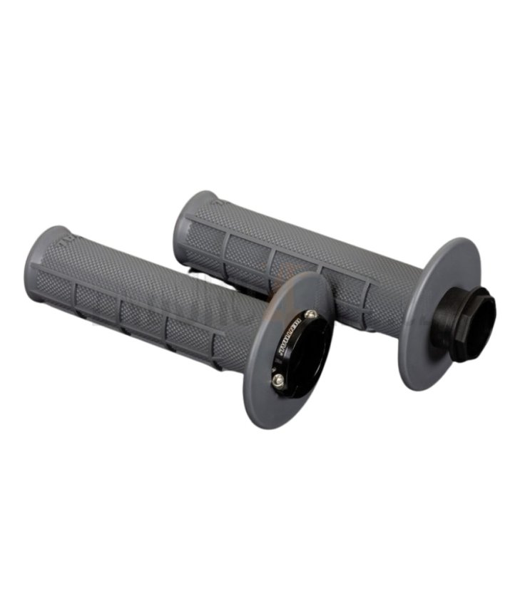 Gripy MX Lock-On Half Waffle Renthal - Barva: světle šedá, Tvrdost gripů: Soft