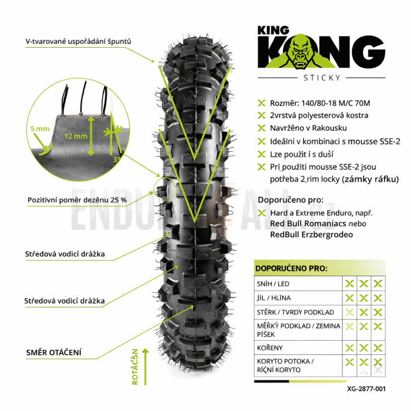 Zadní pneu X-GRIP KING KONG 140/80-18 - Tvrdost směsi: Sticky